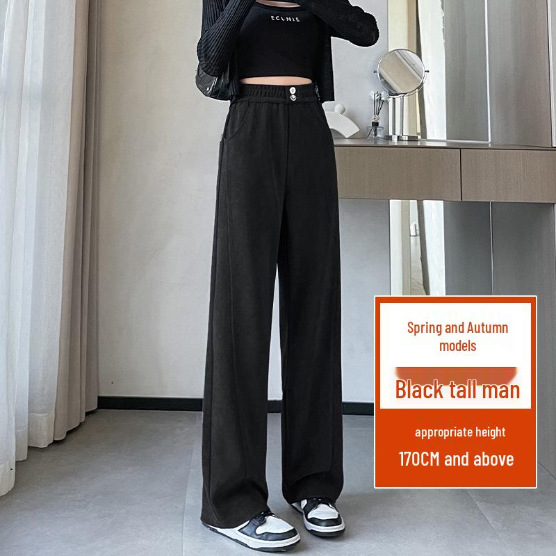 2024 Plus Size Fleece-Lined High Waist Wide Leg Pants for Women - Slimming Casual Autumn Winter Wear