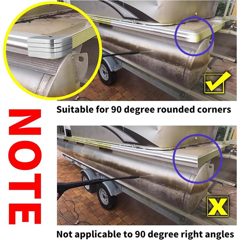 NEW-Aluminum For 90 Degree Rounded Corner Boat Deck Corner Bumper Pontoon Corner Caps