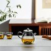 Pokaro Tea Heat-Resistant Glass Teapot, 370ml, Ink-Colored Design, Integrated Spout with Filter, Compact and Stylish Glass Teapot for Craft Tea,