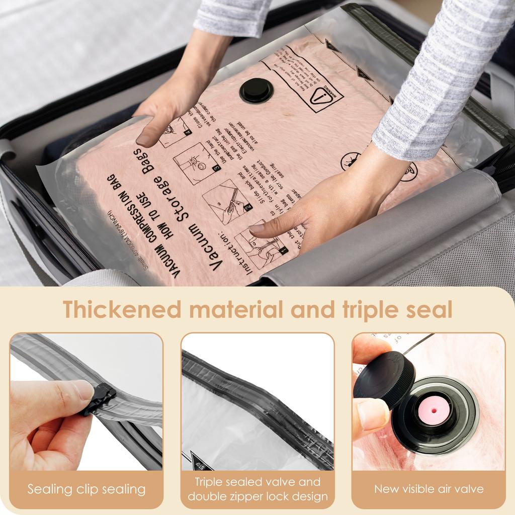 8Pcs Vacuum Storage Bags with USB Electric Pump Rapid Compression Double Zipper Lock Triple Seal Compression Bag for Luggage