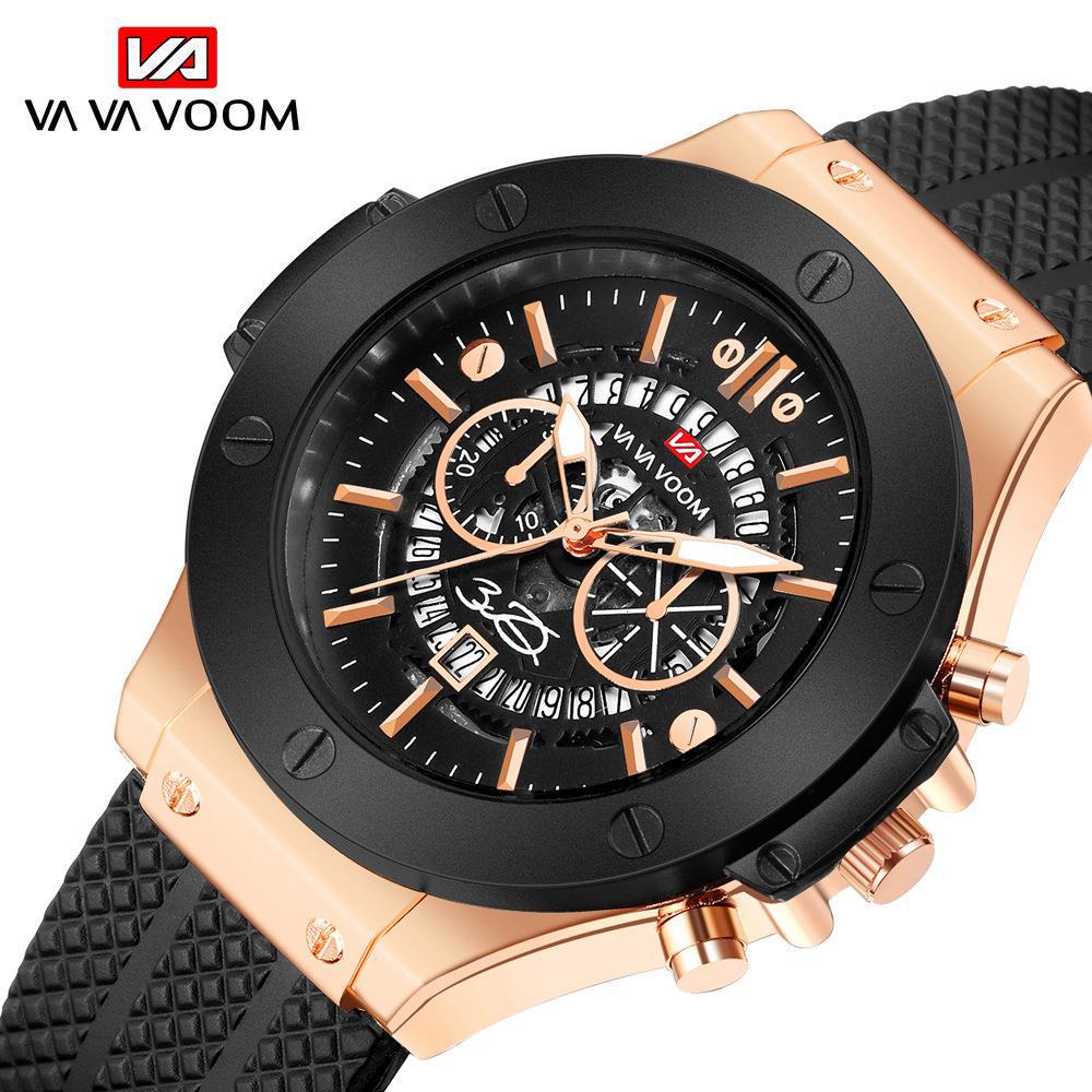 Men's Sports Silicone Band Waterproof Hollow Calendar Watch