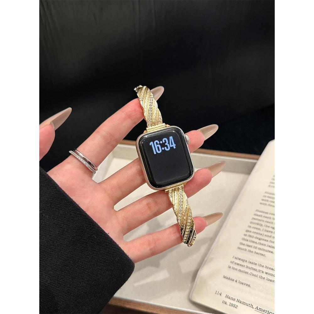 Diagonal Brushed Metal Bracelet Strap Luxury Wristband for Apple Watch 38/40/41/44/45/46/49mm, Compatible with iWatch Series 11 10 9 8 7 SE Ultra