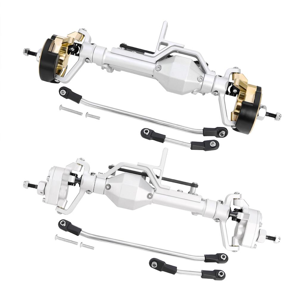 LCG Heavy Aluminum Front Rear Portal Axle Set+Brass Knuckles 50° 4WS for 1/10 RC Crawler Axial Capra 1.9 Chassis