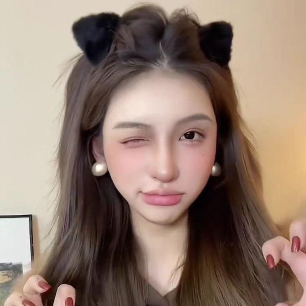 Small Size Plush Cat Ear Hair Clip Lambhair Mini Cat Ear Hairgrip  Female/Girls