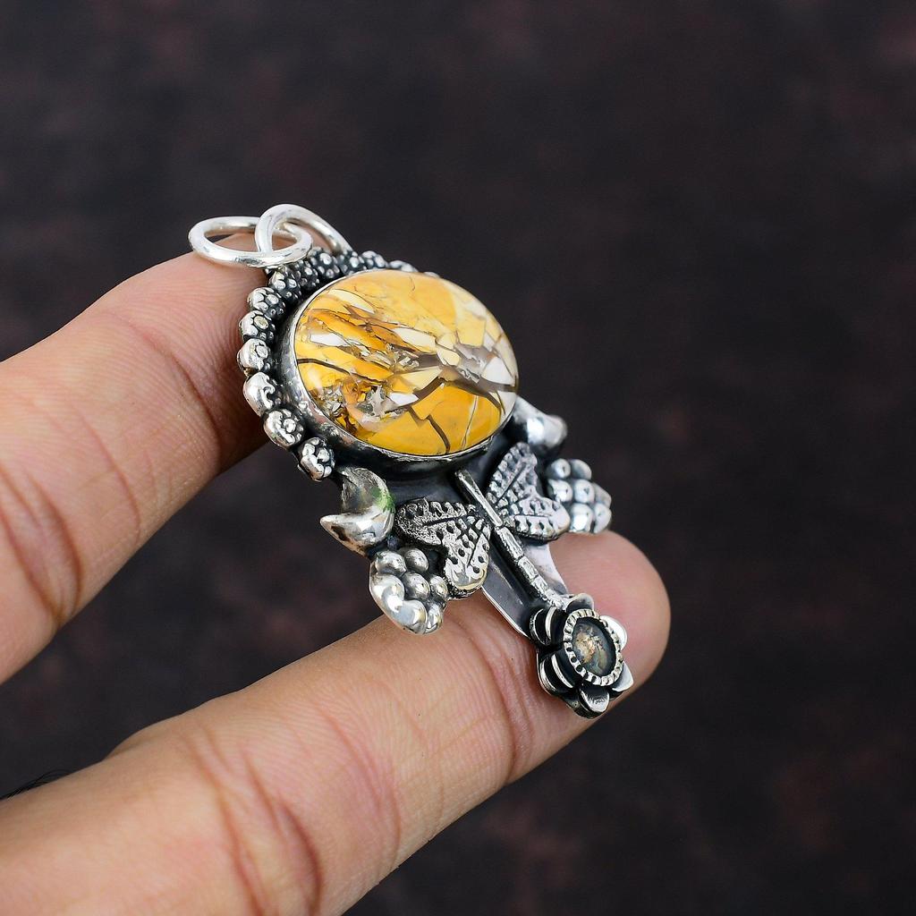 Brecciated Mookaite Pendant Handmade Jewelry 925 Sterling Silver Pendant Original Gemstone Jewelry Amazing Dragonfly Pendant Gift For Friend