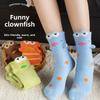 Cartoon Clownfish Mid-calf Socks for Women In Spring, Thick and Warm Coral Fleece Sleep Socks, Cute and Quirky Socks, Long Socks