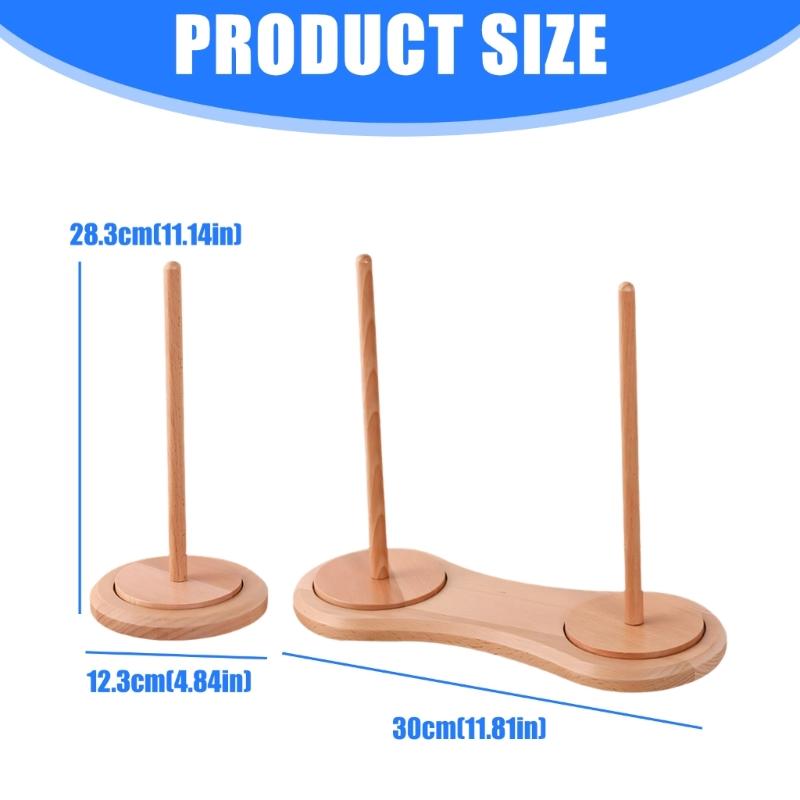 360 Degree Rotating Wooden Yarn Organiser Holder Thread Spool Stand for Knitting Weaving Crochet Crafting Project