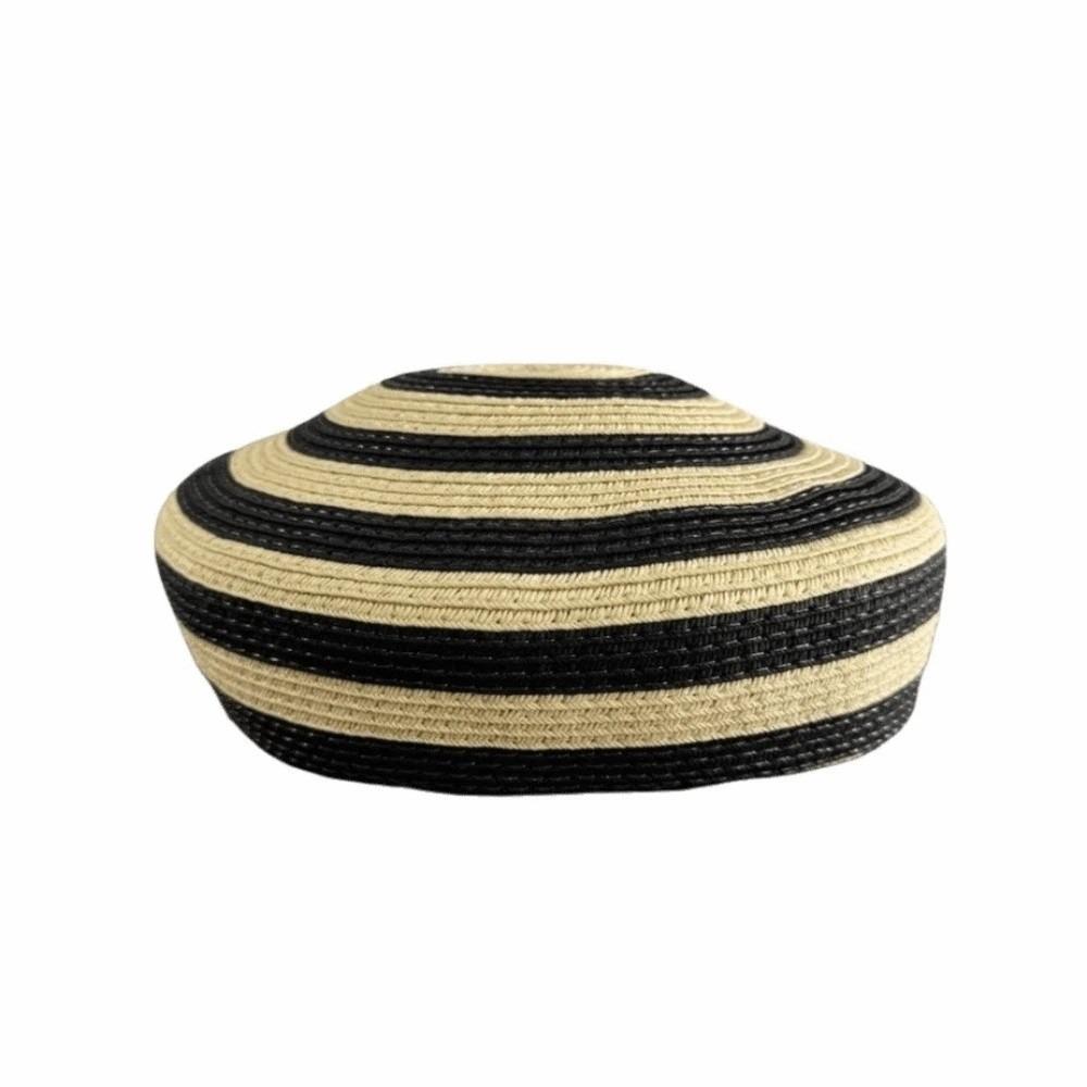 Color Block Straw Top Hat Striped Pattern Sun Hat Brim Hat Dome Cap Beach Vacation