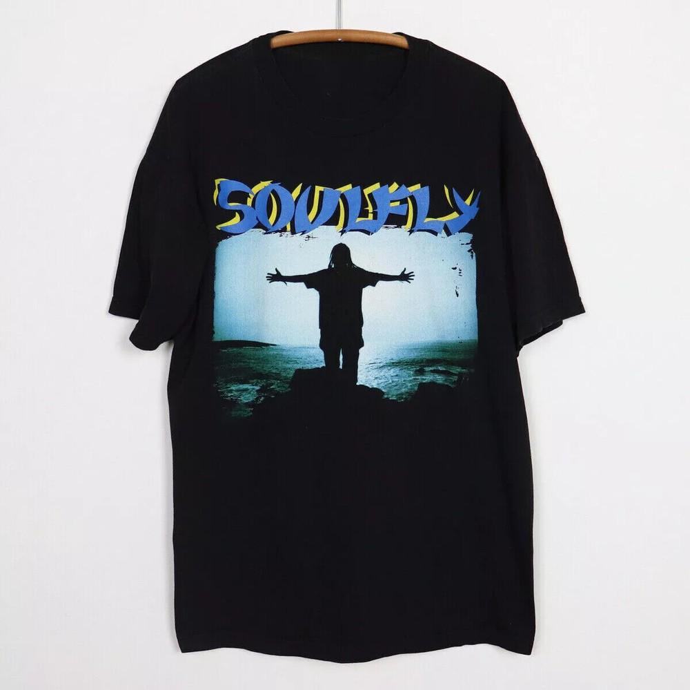 Винтажная черная хлопковая футболка Soulfly с коротким рукавом 1998 года, унисекс, все размеры XL