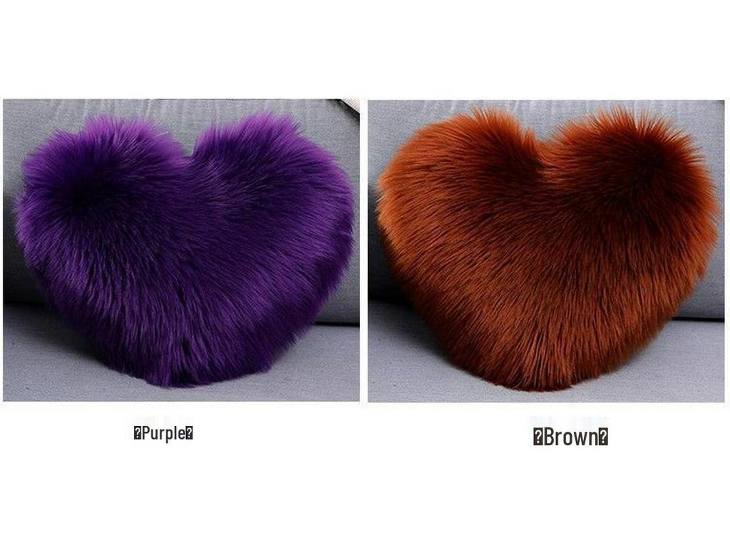 Heart-Shaped Plush Lumbar Pillow with Faux Wool Insert - Sofa & Office Backrest Cushion