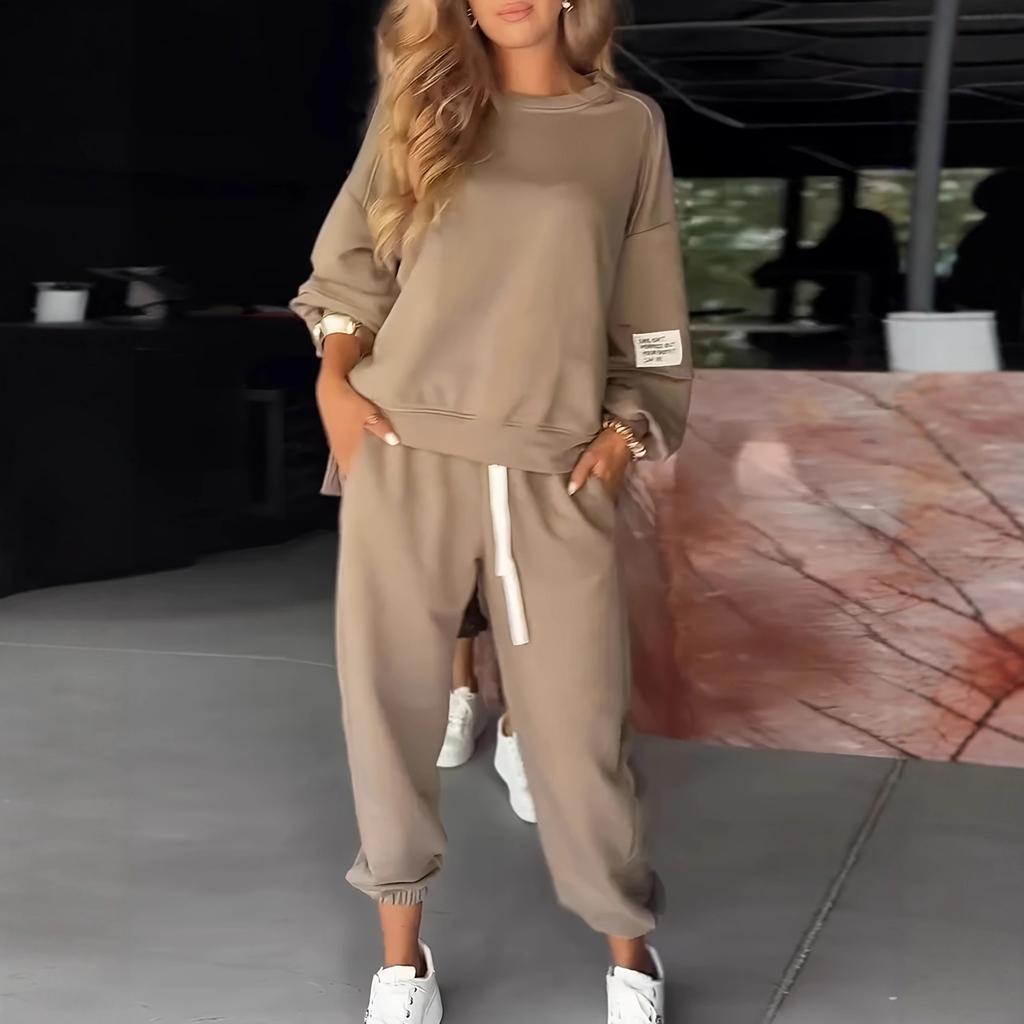 2025 New Women's Cross-border Women's Amazon eBay Casual Sports Sweater Pants Leggings Casual Pants Two-piece Set