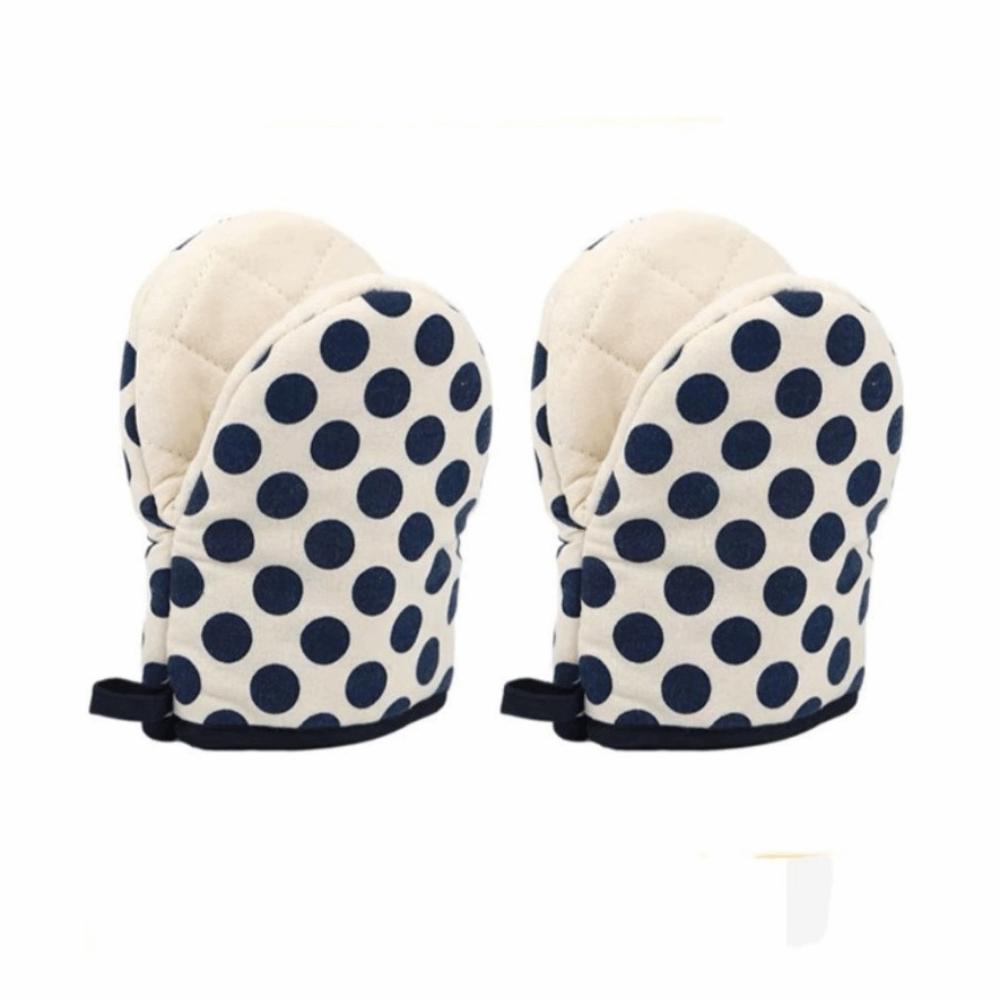 2pcs/set Polka Dot Microwave Safe Gloves Anti-Scald Kitchen Gloves Protective Baking Gloves  Baking