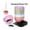Plastic Hanging Basket with Drainage Holes and Rustproof Triple Chain for Indoor Outdoor Plants White Blue Pink Green Purple