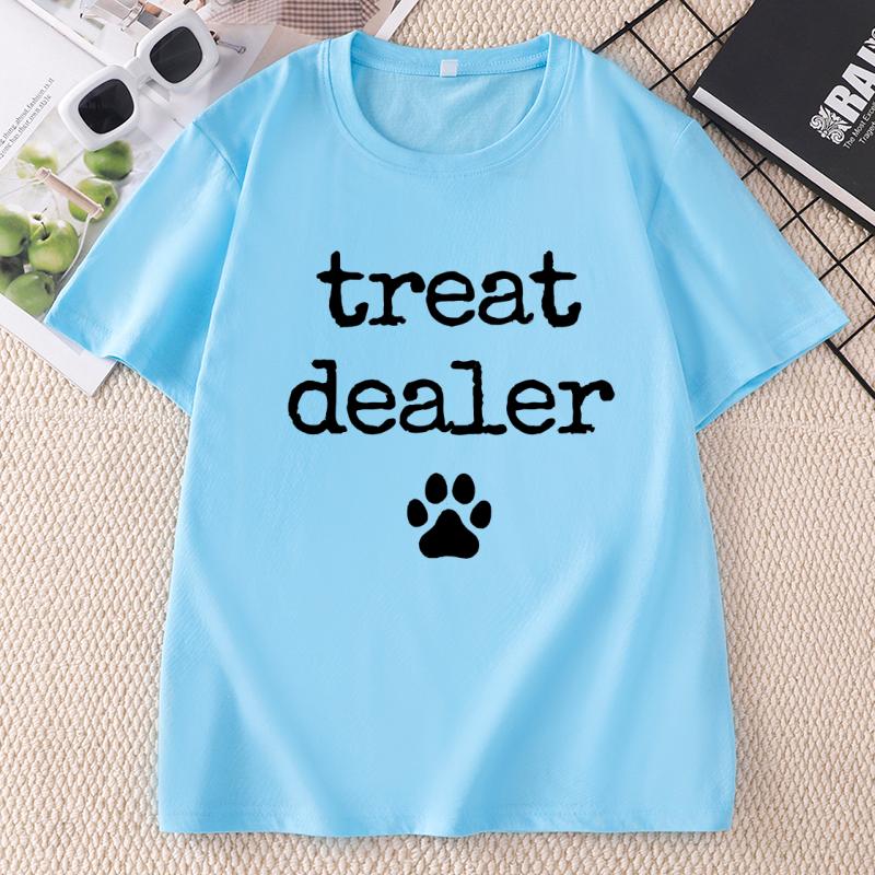 Playful Treat Dealer TShirt Paw Print Design T Shirt Casual Round Neck Printed TShirts for Unisex and Unisex Dog Lover Clothes