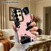 Phone Case: 2D Flat Samsung Galaxy A34 A35 M05 M06 S20 S22 S21 FE Plus 5G Protective Case, Couple Style, Pink Background with Little Black Cat, Christ
