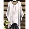 Women Vintage Plaid Stripe Printed Asymmetrical Hem O Neck Short Sleeve T Shirt Casual Fashion Street Top