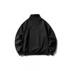 Unisex Oversized Stand Collar Fleece-Lined Hoodless Sweatshirt Winter Casual Wear Cotton Blend Youth Style