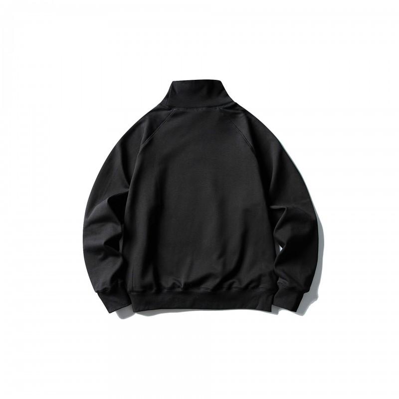 Unisex Oversized Stand Collar Fleece-Lined Hoodless Sweatshirt Winter Casual Wear Cotton Blend Youth Style