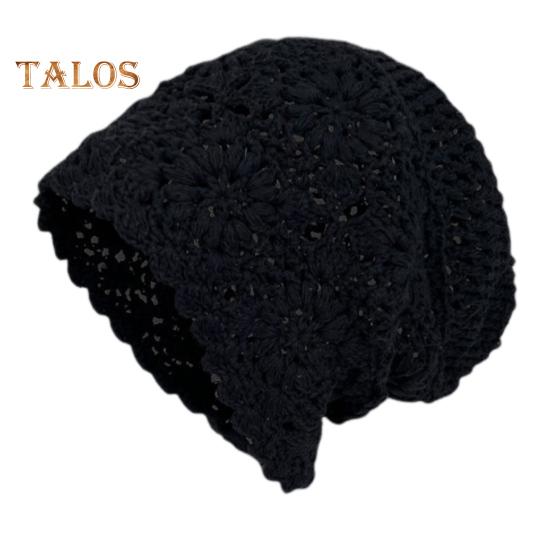 

Женская вязаная крючком шапка, однотонная вязаная шапка в этническом стиле с кисточками, на шнуровке, ручная работа чёрный