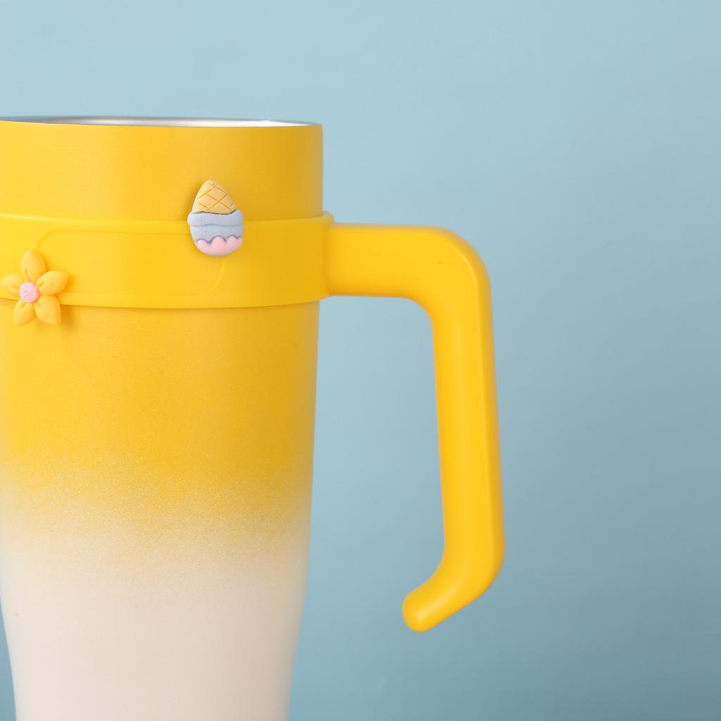 Tazza per auto con manico da 40 once, in acciaio inossidabile, grande capacità, isolata sottovuoto, con cannuccia, per auto, per gelato, bottiglia d'acqua