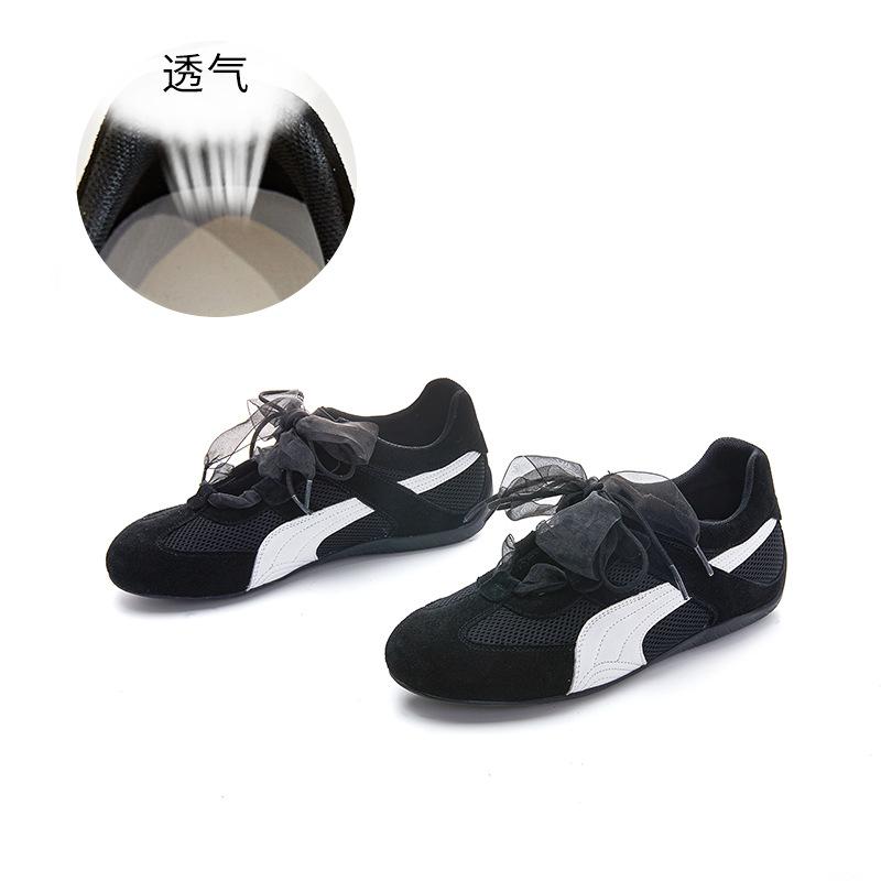 

Внутреннее увеличение высоты 3 см кожаные туфли Форреста Гампа женские 2025 лето новая сетчатая дышащая спортивная обувь повседневная универсальная женская обувь 35 чёрный