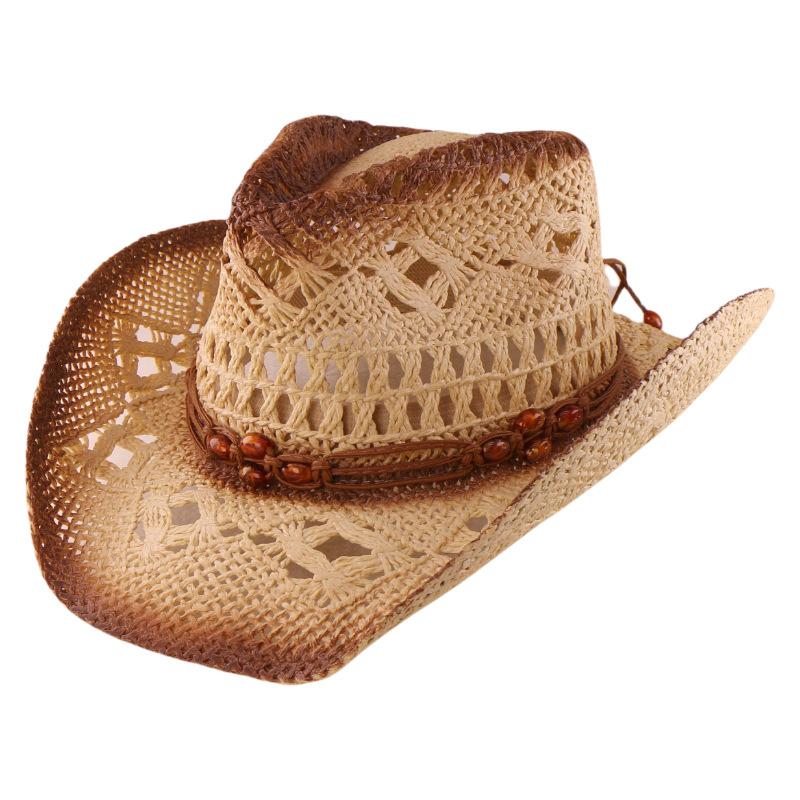 Hollow cowboy hat Panama straw hat sunshade big edge sunscreen beach hat women's summer jazz hat tide