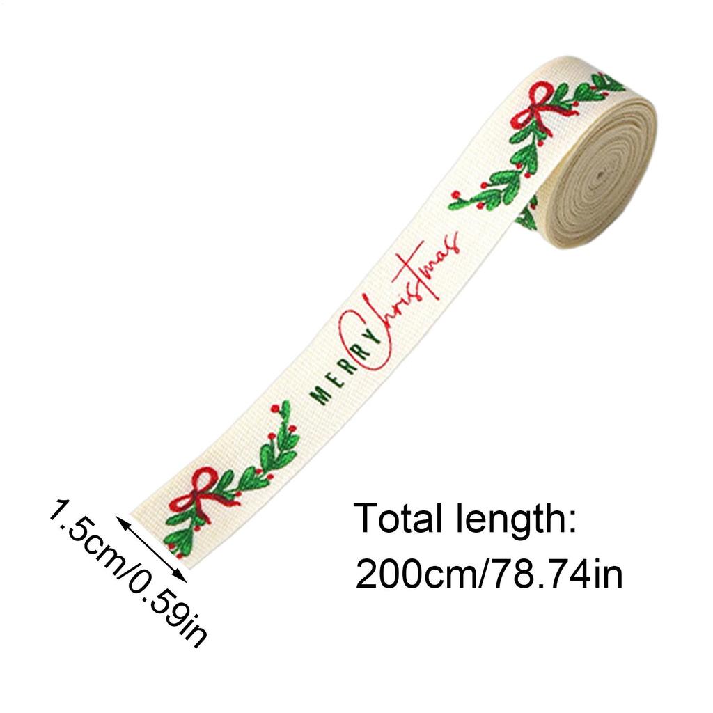 2.2 Yards Christmas Ribbon Printed Christmas Polyester Ribbon Handmade Gift Packaging Holiday Ribbon Christmas Tree Decorations