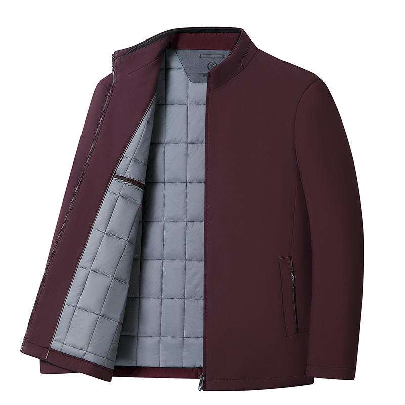 

Classic Red Quilted Jacket for Autumn/Winter – Middle-Aged Men s Lightweight Stand-Up Collar Coat M for 50-60 kg