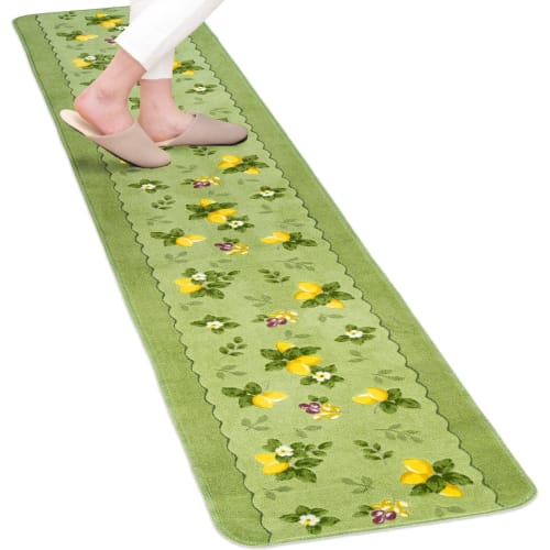Oka (OKA) Provence Ciel Kitchen Mat, Approximately 45 x 240 cm, Green, Made in Japan, Antibacterial and Deodorizing, Non-Slip, Washable, Kitchen Mat,