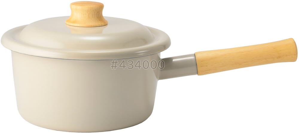 Fuji Enamel Cotton Plus Saucepan, 18cm, Greige, CTP-18S.GG