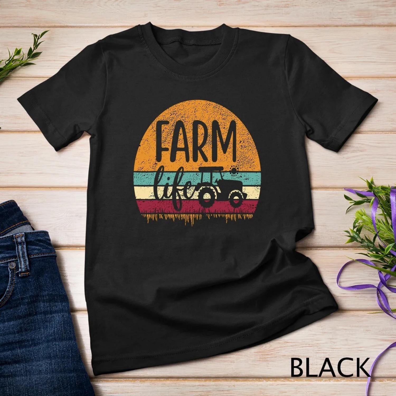 Retro Vintage Farm Life Farming Tractor Family Farmer T shirt S чёрный