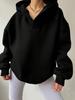 2024 Autumn/Winter Women's Solid Color Hooded Sweatshirt - European & American Style, Long Sleeve, Loose Fit Hoodie