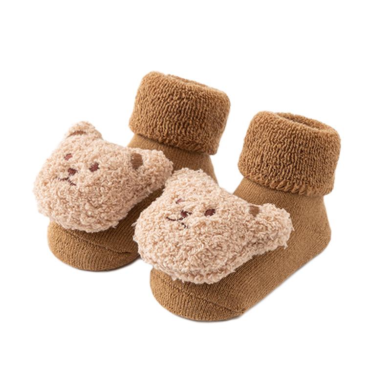 1Pair Middle Tube Socks Winter Cotton Cute Thick Boy Bear Baby Socks Girls Anti Slip Soled Toddler Floor Socks Soft