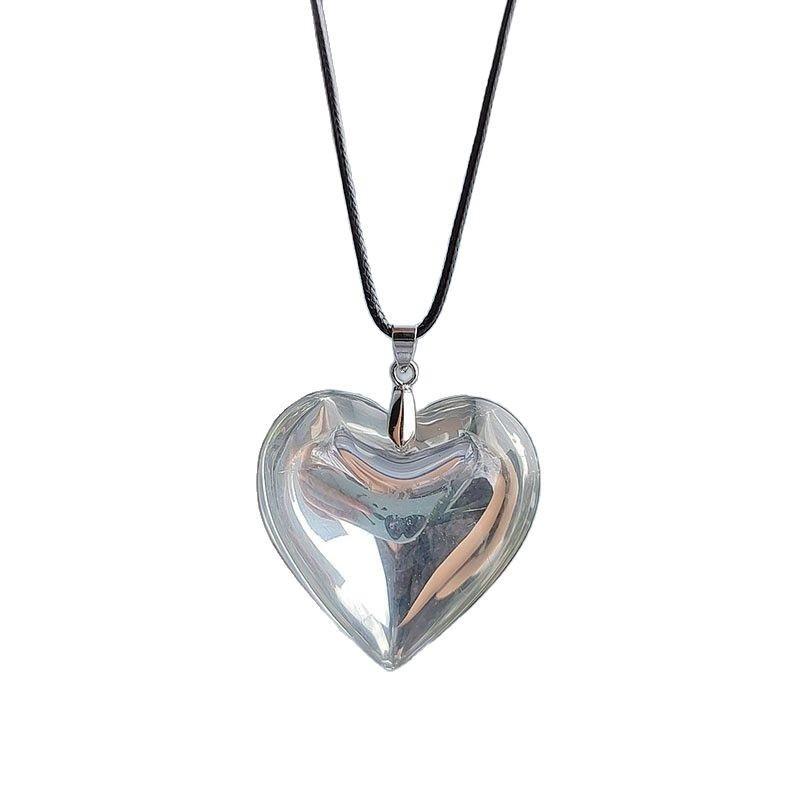 Love Heart Pendant Necklace With Crystal And Electroplated Alloy For Women