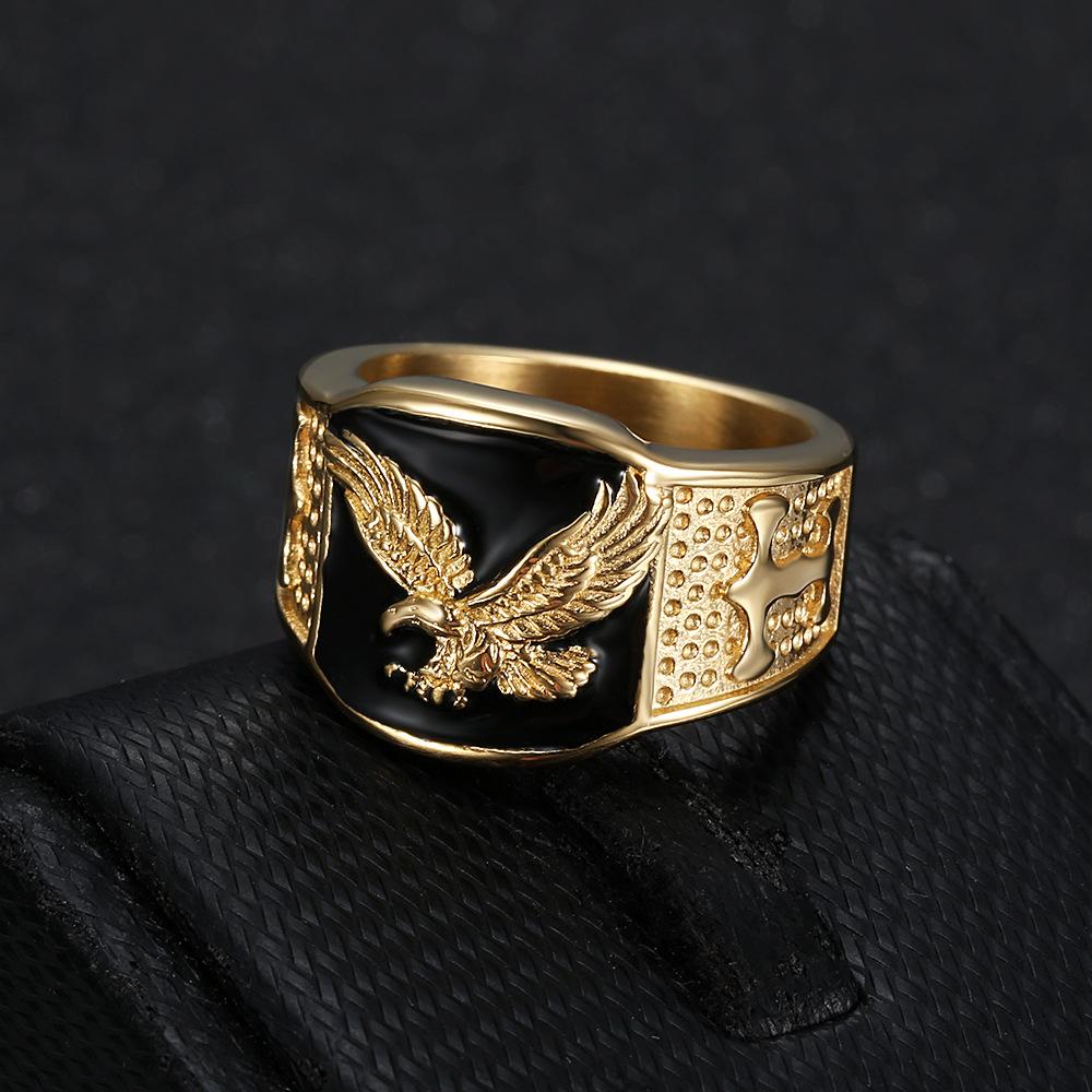 Bague en acier inoxydable avec aigle en relief pour homme, bijou hip-hop dominateur, cadeau de Saint-Valentin pour petit ami