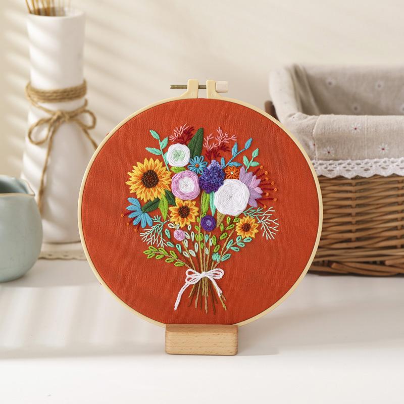 New Diy Handmade Embroidery Material Bag Flower Bouquet Hand Bouquet European Love Lover