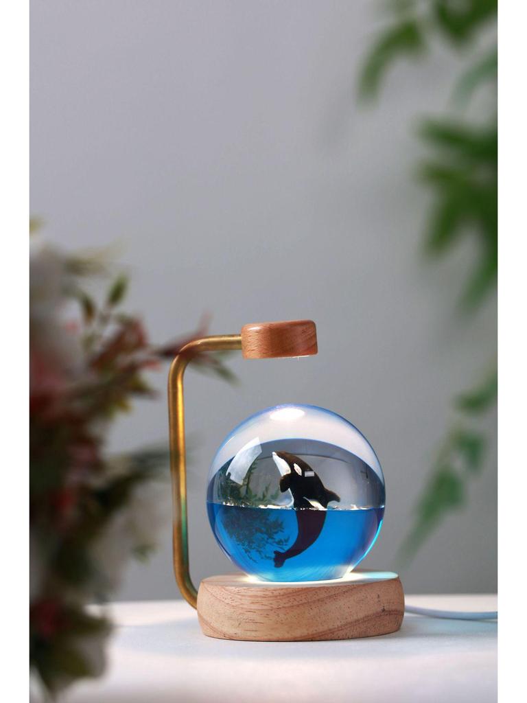 Ocean Whale Resin Crystal Ball Night Light Music Box – Ideal Birthday Gift for Kids & Friends