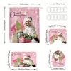 4-teiliges Weihnachtsmann-Duschvorhang-Set, wasserdichter Duschvorhang mit 12 Haken an der Rückseite, Badezimmermatte, U-förmiger WC-Vorleger, WC-Deckel-Pad