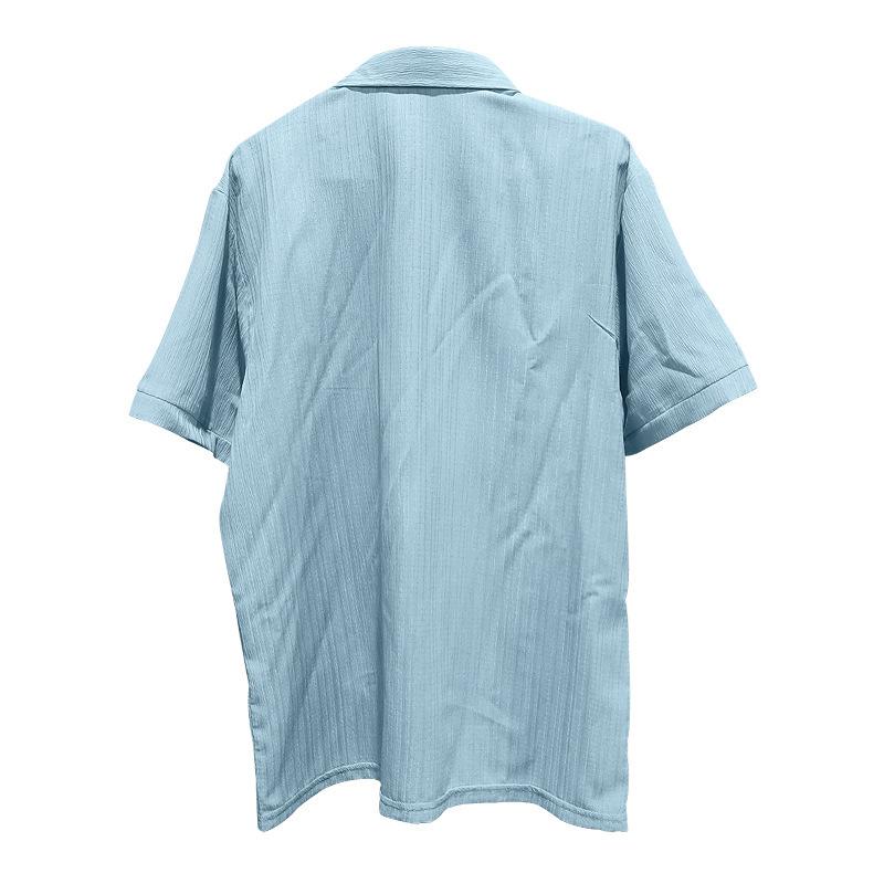 Summer Lapel Solid Color Short Sleeve Button Versatile Men's Casual Loose Cardigan T-Shirt