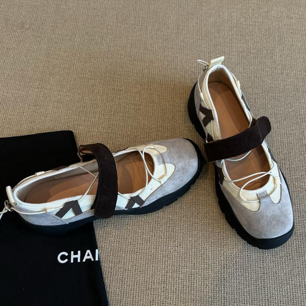 Sheepskin version~ Korean version of niche design ballet sneakers women's 2025 new Velcro Mary Jane shoes