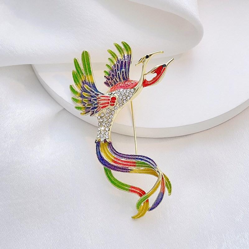 SKEDS Classic Crystal Pearl Phoenix Alloy Broocch Pin For Women Men Fashion Exquisite Rhinestone Badges Creative Animal Corsage
