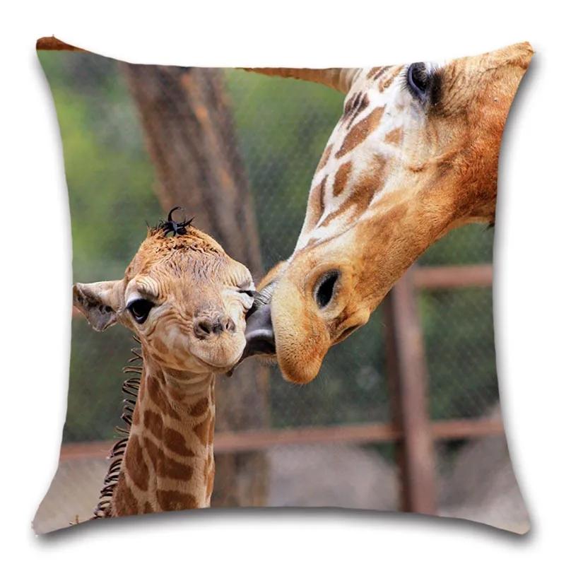 Animal Love Family Cushion Cover, Big Cat Decorative Home , Sofa Chair, Car Seat, Friend Bedroom Pillowcase, Gift for Kids