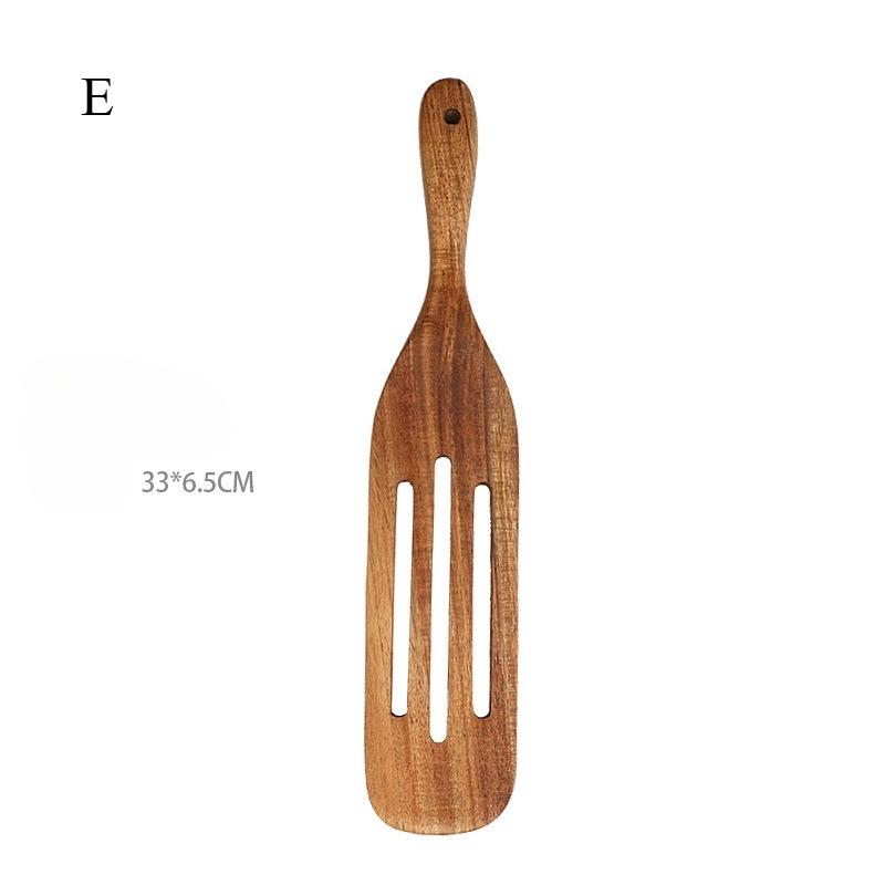 1pc/1 Set Premium Teak Wood Slotted Spurtle Spatulas Spoons Set for Nonstick Cookware Kitchen Cooking Heat Resistant Non Stick