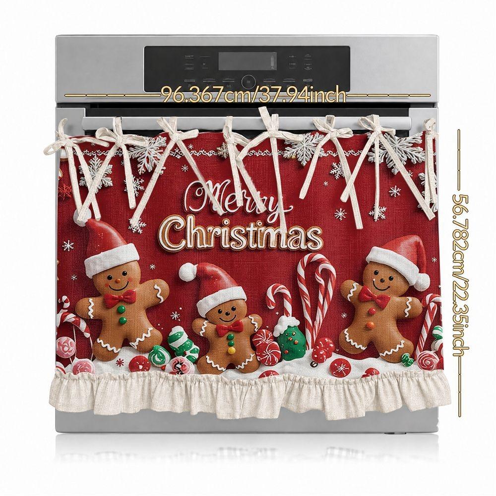 2D Pattern Decorative Curtain Multifunctional Gingerbread Men Design Skirt Curtain Kitchen Apron Style Kitchen Curtain