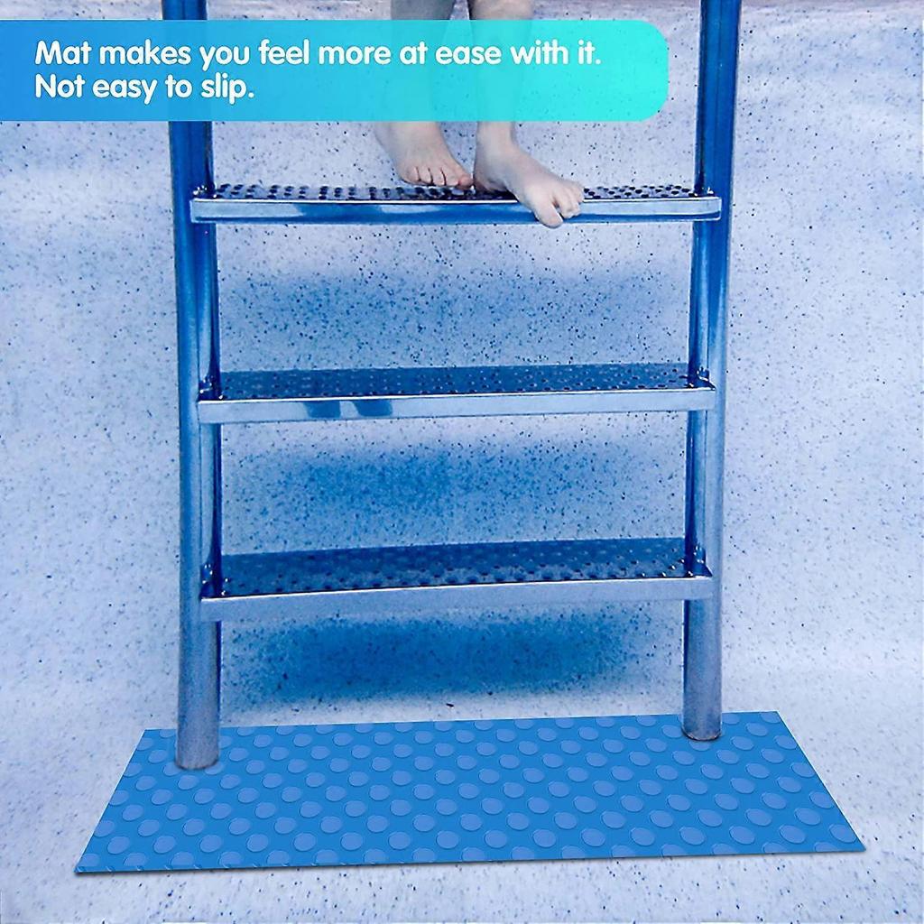 Swimming Pool Ladder Mat - 9"x35.4" Non-Slip Pool Step Pad-Medium Swimming Pool Mat Safety Liner for Swimming Pool Liner and Stairs Protectiveblue2 Ro