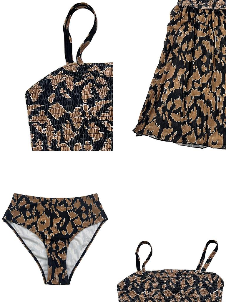 2026 Plus Size European & American Digital Print Skirted Bikini with Tummy Control & Slimming Split Design