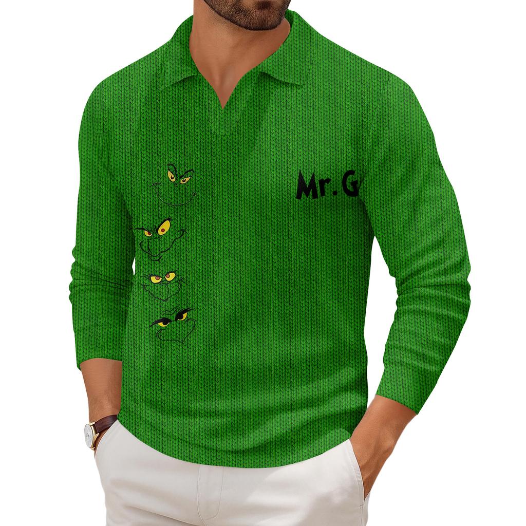 Men's Casual Collared Long-Sleeve Knit Base Layer Top