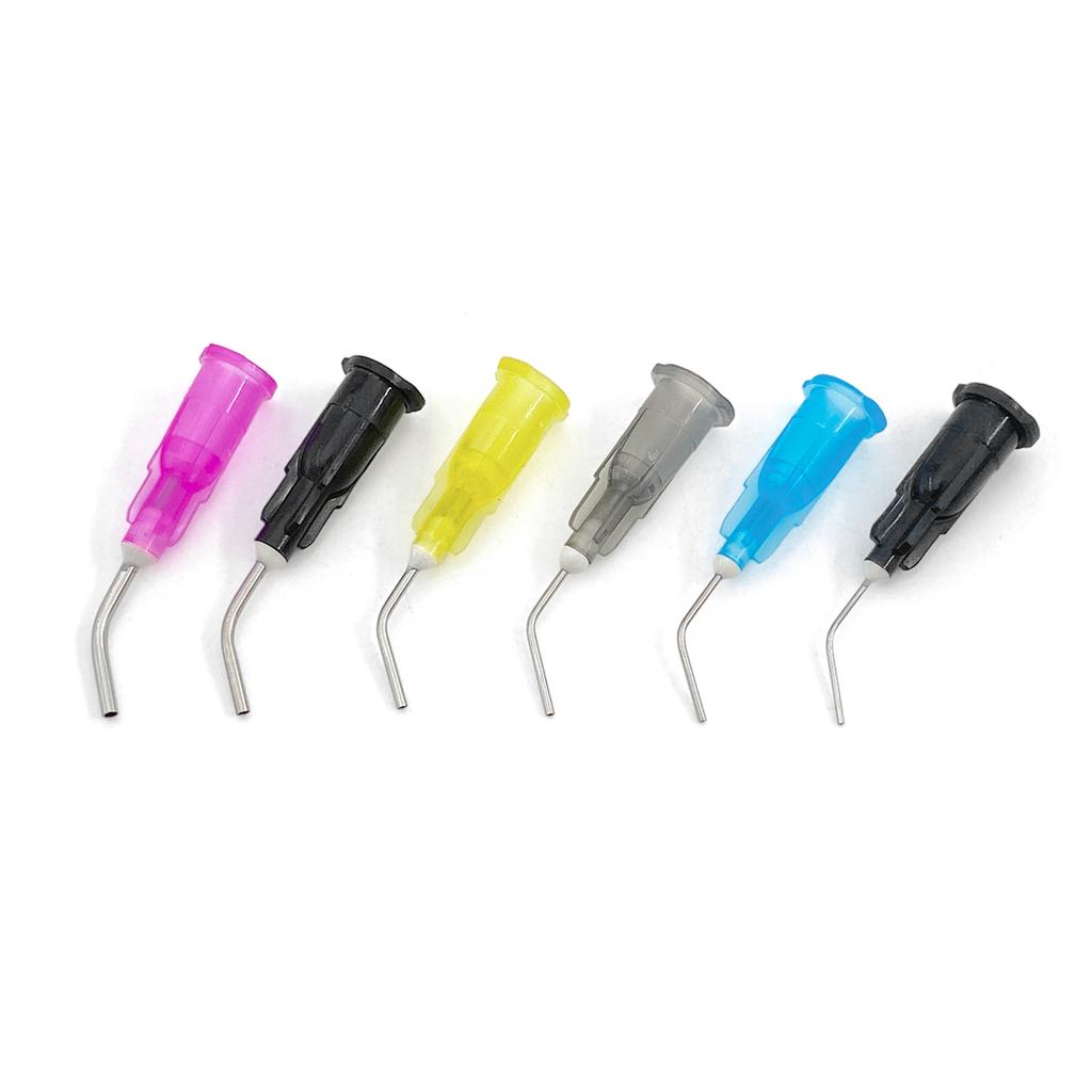 Pre Bent Dental Tip 100 Pcs Disposable Etchant Resin Flow Composite Needle Applicator for Dental Material Delivery