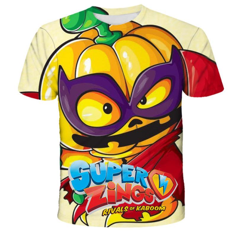 Cartoon Super Zings T-Shirt Boys Girls Summer Print Short Sleeve T Shirt Children Hip Hop Clothes Kids Superthings Harajuku Tees