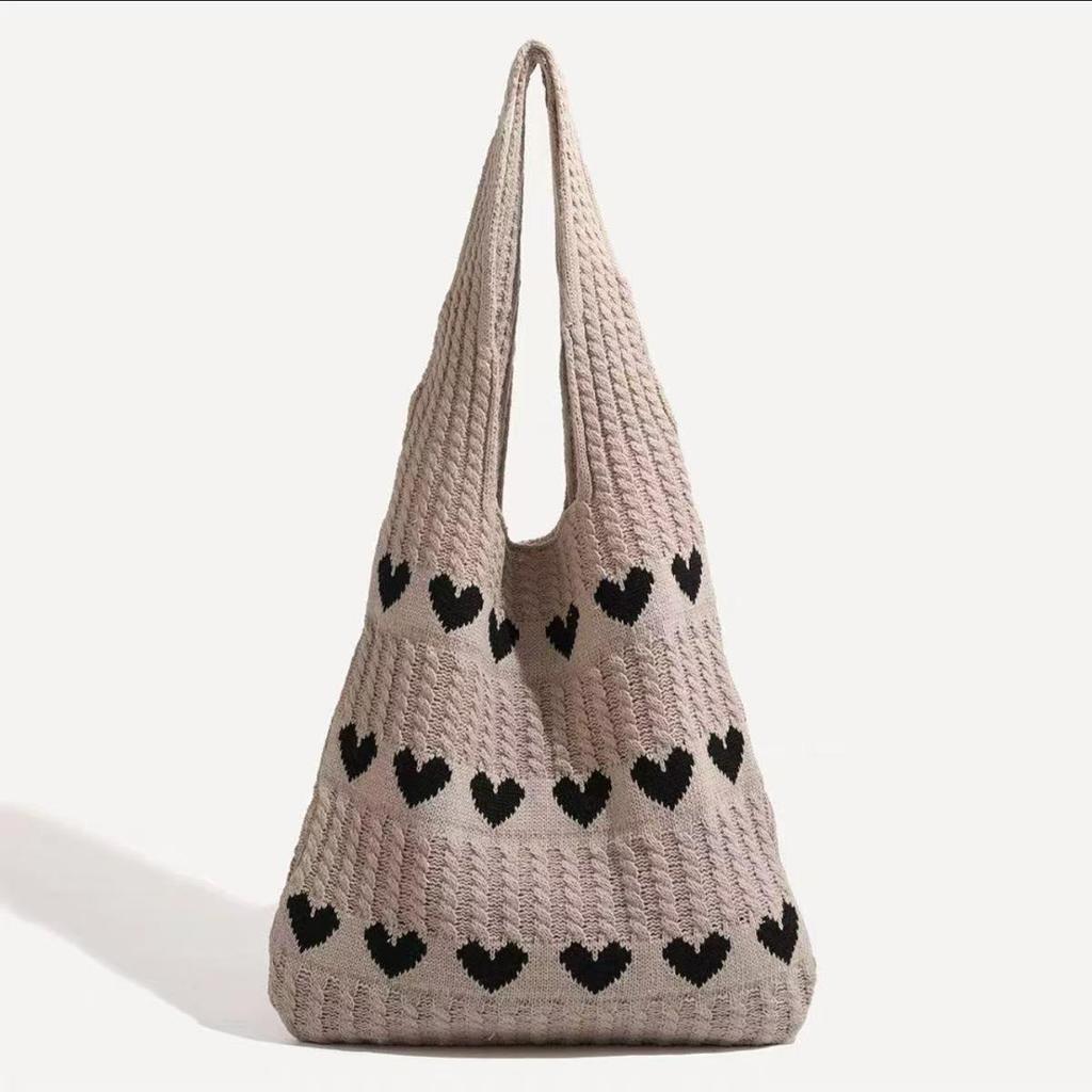 Handmade Knitted Cross-Stitch Tote: Versatile Women's Cross-Body and Shoulder Bag